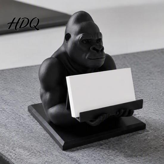 Modern Office Accessories for Men 3D Printed Gorilla Business Card Holder Phone Stand Cool Desktop Unique Gifts Colleagues Organizer Figurine
