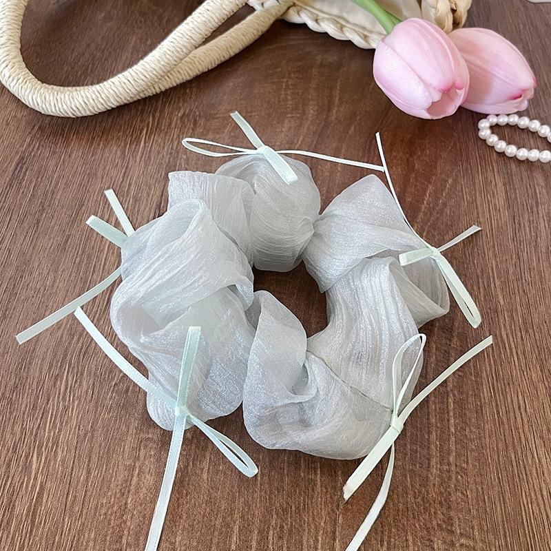 New Korean Simple Lace Mesh Hair Band for Women Sweet Bow Ribbon Rubber Band Headband Girls Daily Hair Accessories