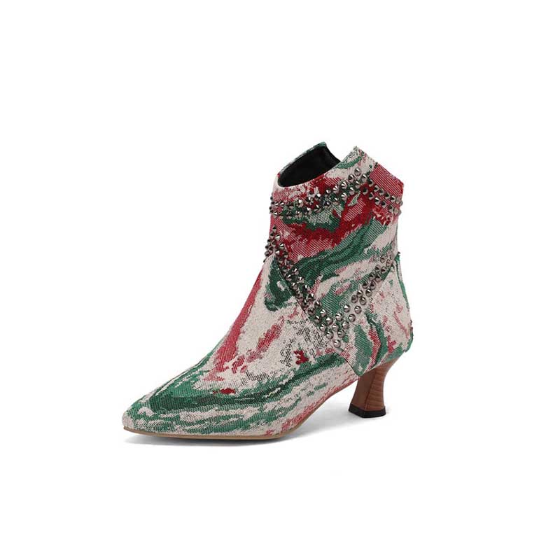 

2025 Весна Осень Мода Заклепки Женские Ботильоны Низкий Каблук Повседневные Короткие Ботильоны Обувь Женская Острый Носок zapatos mujer WSH5178 39