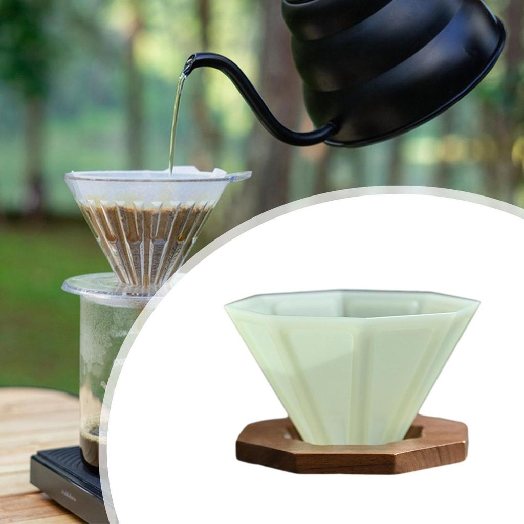 Drip Coffee Maker Dripper Coffee Cup with Walnut Wood Holder Coffee Cup Coffee Filter Cup
