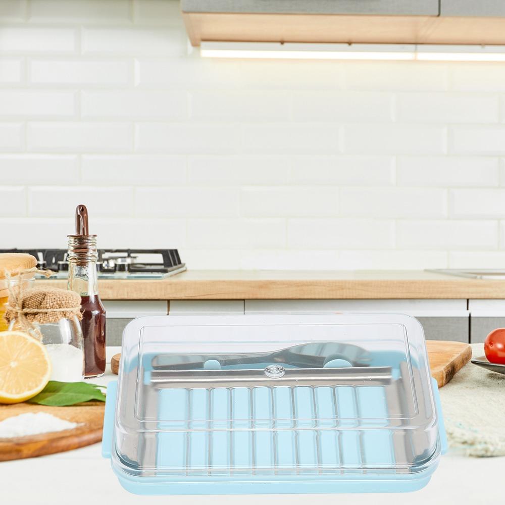 2 in 1 Design Butter Slicer Cutter Transparent Cover Butter Dispenser Slicer Kitchen Countertop