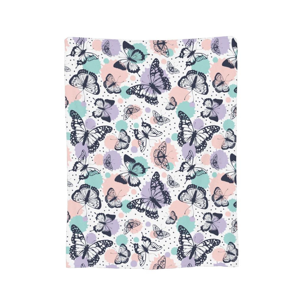 Colorful Butterfly Pattern Blankets Fleece  Winter  Breathable Warm Throw Blankets for Home Bedroom Bedding Throws