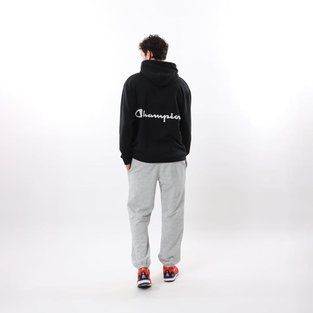 Champion Long Sleeve Stretch Terry Hooded Sweatshirt with Script Logo and Men's Quick-Drying Techweave® Terry, Black, C3-ZS101