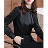 White Standing Collar Top Women's New Long Sleeve Bottoming Blouse Autumn Winter Professional Shirt