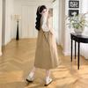 Korean Style Maternity Overalls & Round Neck T-shirt Two-Piece Set - Spring/Autumn Fashion, Belly Covering, Loose Fit.