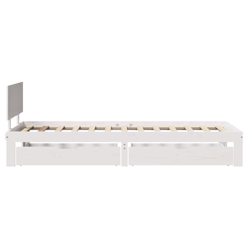 Solid Wood Bed with Drawers White 100x200 cm Pine