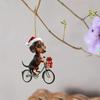1PC Acrylic Dachshund Christmas Decorations Flat Bike Puppy Ornaments Car Mirrors Key Chains Home Decorations Holiday Party