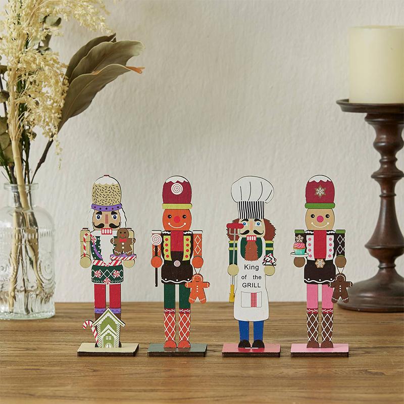 4pcs Wooden Nutcracker Soldier Pendant Xmas Tree Hanging Ornament Christmas Decoration For Home Natal New Year Gift