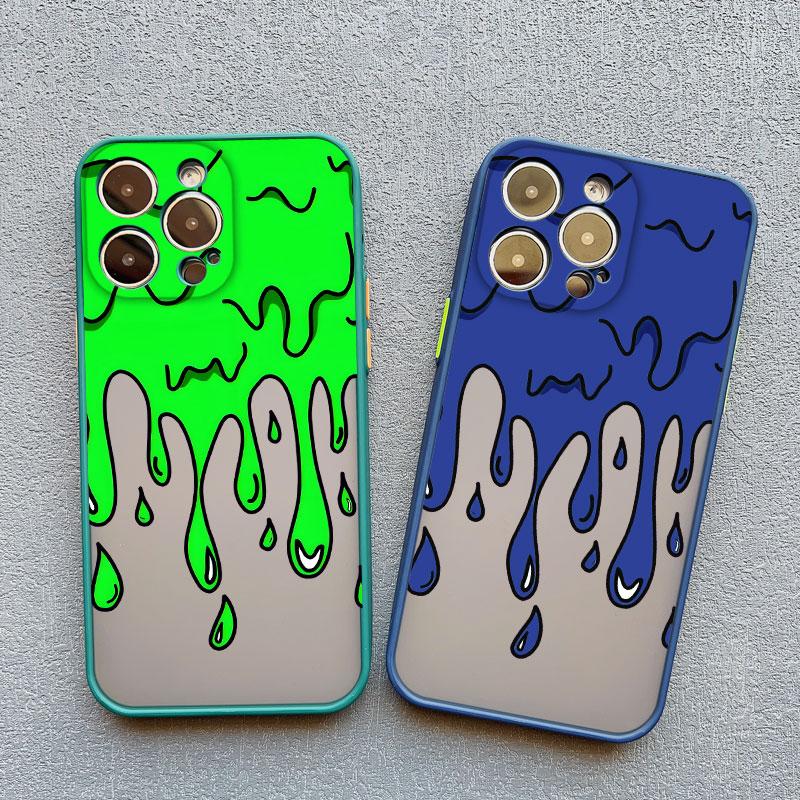 Funny Melted Ice Cream Pattern Phone Case for IPhone 16 15 Plus Pro Max 11 12 14 13 Pro Max Mini XR XS X SE2 Cute Cartoon Covers