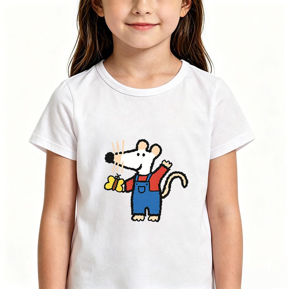 Maisy Mouse Kids 100%Cotton Cartoon Print T-shirt 2-12 Years Boys and Girls Kawaii Soft Short Sleeve Casual Tops Summer Toddler