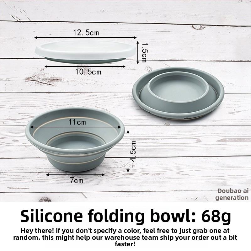 Silicone Foldable Bowl with Inner Steel Rod, Airtight Storage Bento Bowl, Microwave Safe, Ideal for Travel and Camping