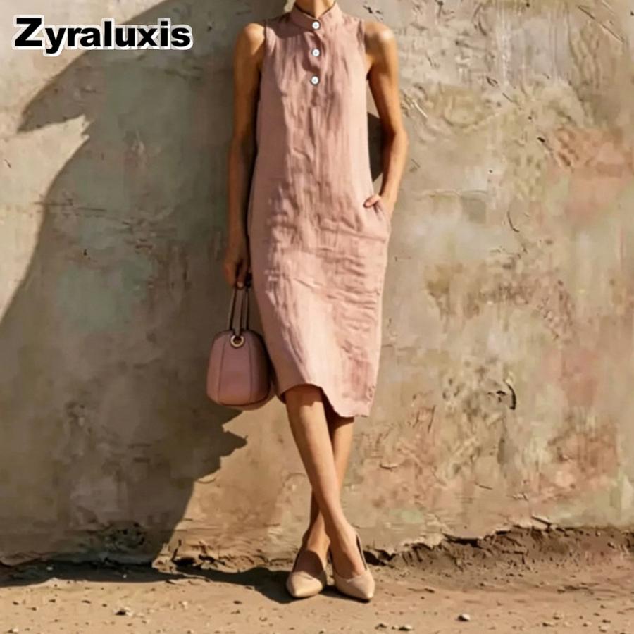 New Summer Solid Loose Sleeveless Dress