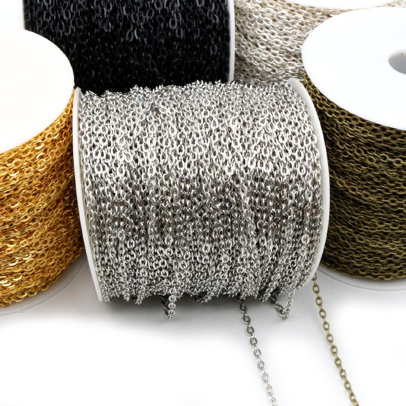 5 Meters/lot 3x2mm 4x3mm 5 Colors Plated Handmade Unwelded Iron Cable Chains DIY Jewelry Making Findings Accessories