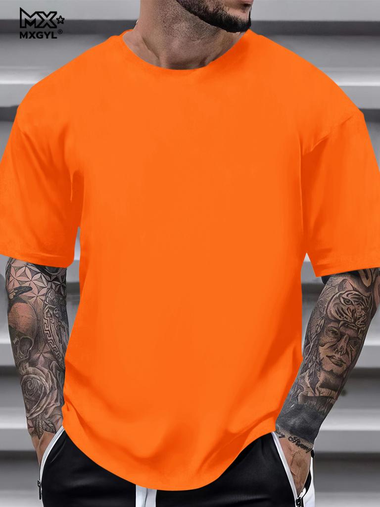 Summer men's casual sports loose plus size whatever letter printed comfortable round neck short sleeved T-shirt