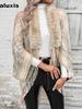 Autumn New Style Knit Sweater Imported Ins Rainbow Striped Wool Coat