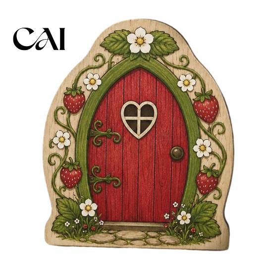 Durable Fairy Door for Garden Mini Wooden Door, 2D Flat Miniature Unique House Gate DIY Craft, Dollhouse Accessory, Wall Terrarium Decor Festive