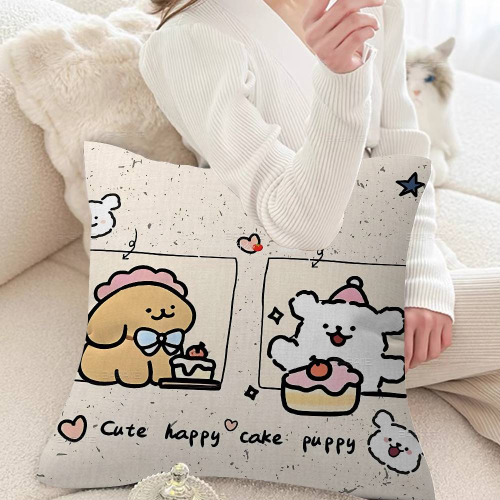Line CARTOON P-PuppyS Cushion Cover Polyester Sofa Cushions Decorative Throw Pillows Home Decoration Pillowcover