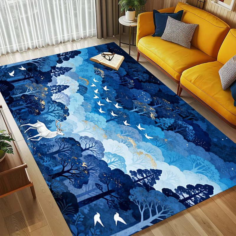 Forest Night Living Room Nonslip Area Rug Soft Carpet For Bedroom Game Playroom Sofa Office Home Decor Doormat Christmas Gift C929305