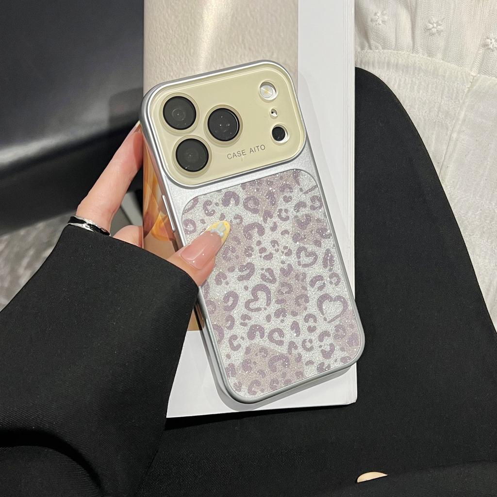 The New Second Change 17 Leopard Print Mobile Phone Case Is Suitable for iPhone17promax Glitter Large Window Apple 17 Mobile Phone Case.