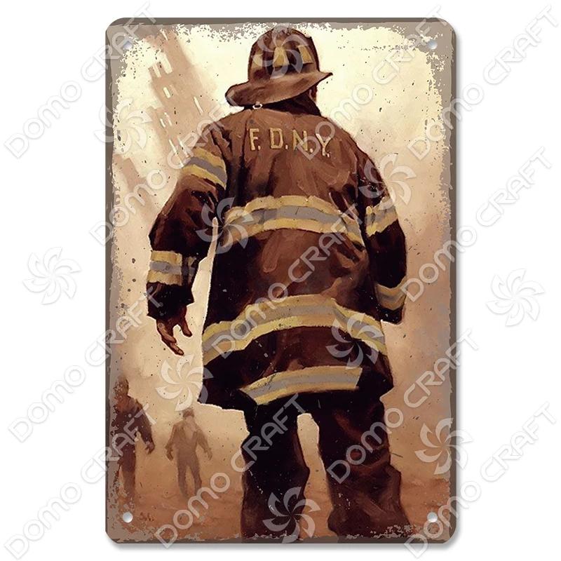 Vintage Fireman Tin Sign Metal Plate Classic Firefighter Movie Metal Poster Wall Decor for Garage Club Hotel Home