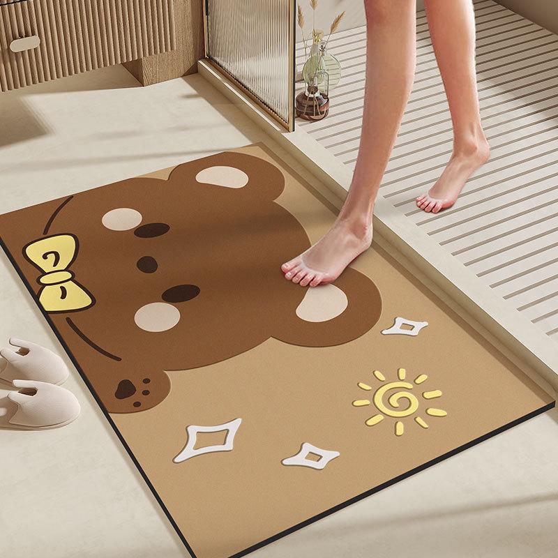 Diatomite Water-Absorbing Bathroom Floor Mat, Anti-Slip Quick-Drying Toilet Door Floor Rug, Home Decoration