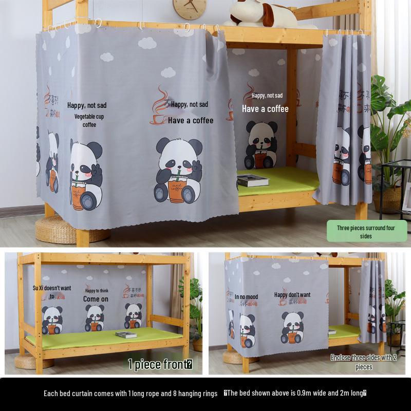 Student Bunk Bed Curtains, Light-Blocking & Windproof Privacy Canopy for Dorm Rooms