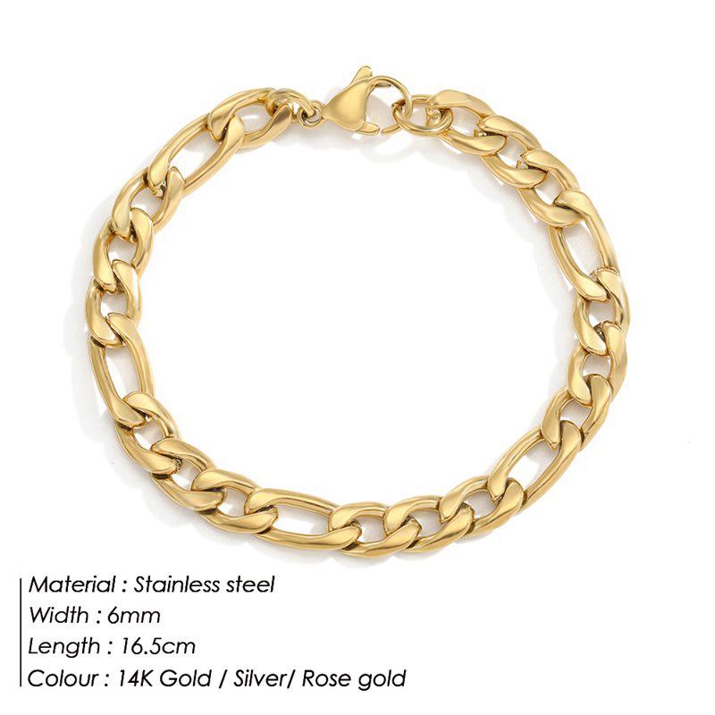 18K Gold-Plated Stainless Steel Figaro Chain Bracelet