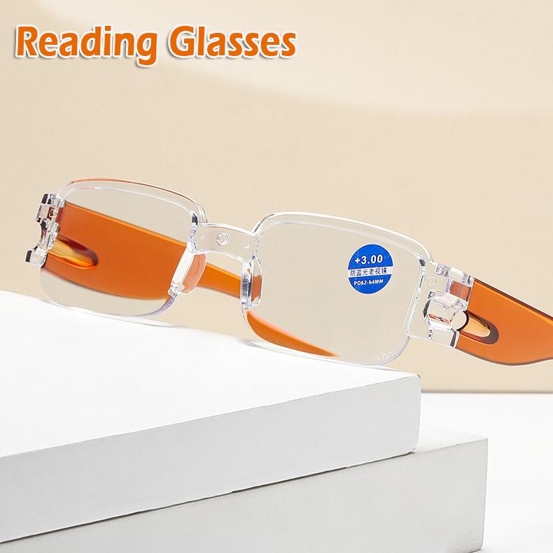 

Модные очки для чтения с защитой от синего света, прямоугольные, без оправы, для защиты глаз, для мужчин и женщин, удобные, пресбиопические очки