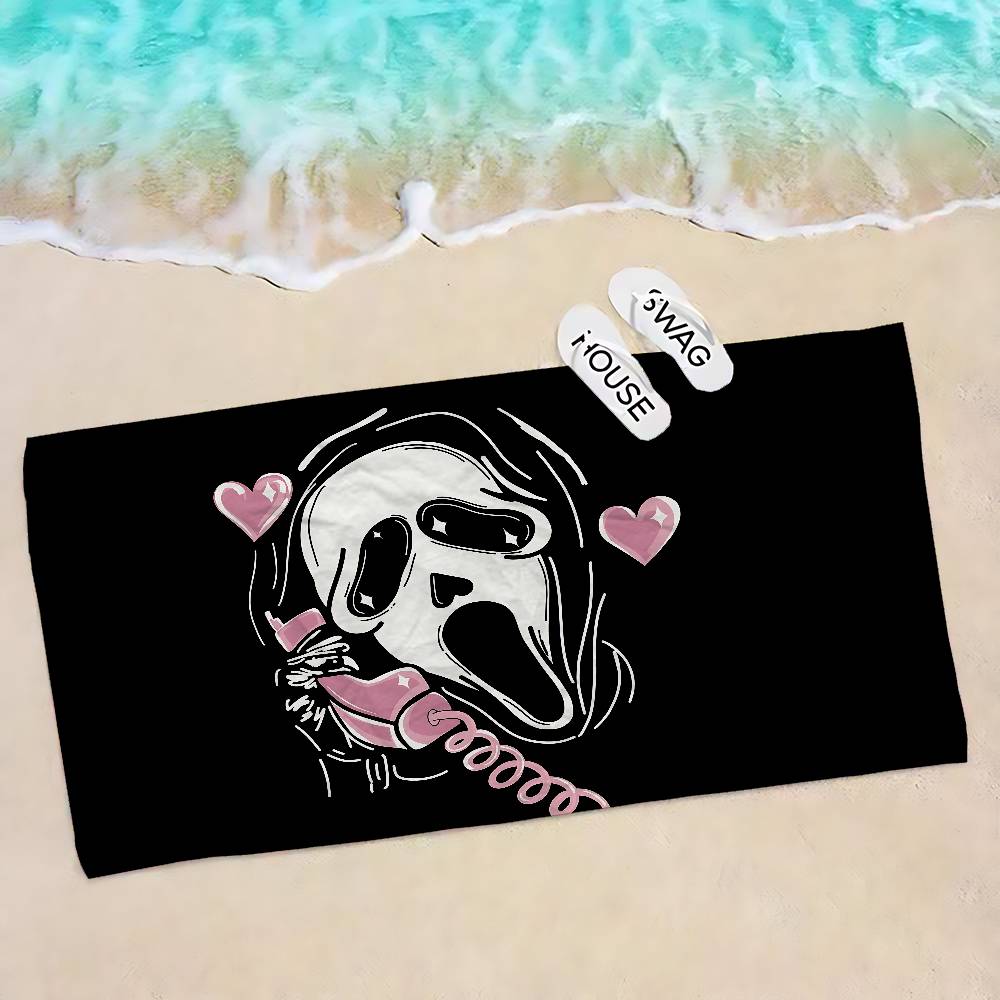 S-SCREAMS Horror Movie Microfiber Printed Beach Towel Mountain Climbing Yoga Beach Swimming Running Absorbent Soft Towel