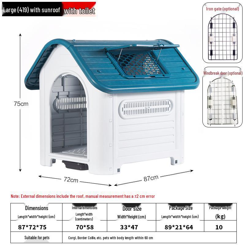 All-Season Waterproof Outdoor Dog House for Small To Large Dogs