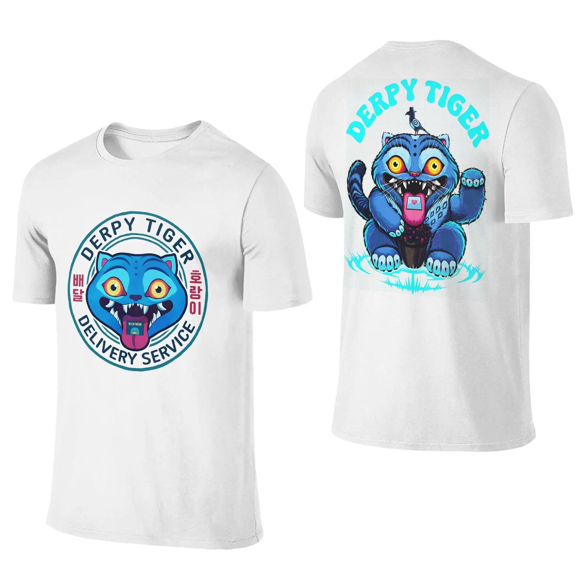 

K-pop Охотники на демонов Футболка Взрослая Дерпи Тигр Уличная одежда Принт Хлопковые футболки Летняя Футболки с круглым вырезом Харадзюку Кастомные Топы больших размеров 4XL