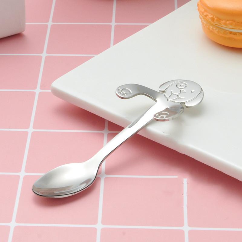 New Stainless Steel Creative Spoon Puppy Coffee Spoon 1 Pc Cartoon Dog Spoon Long Handle Spoons Flatware Drinking Tools