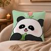 Lovely Panda Cushion Cover Anti-dustmite Pillowcase Invisible Zipper Silky Short Plush Sofa Cushion Cover