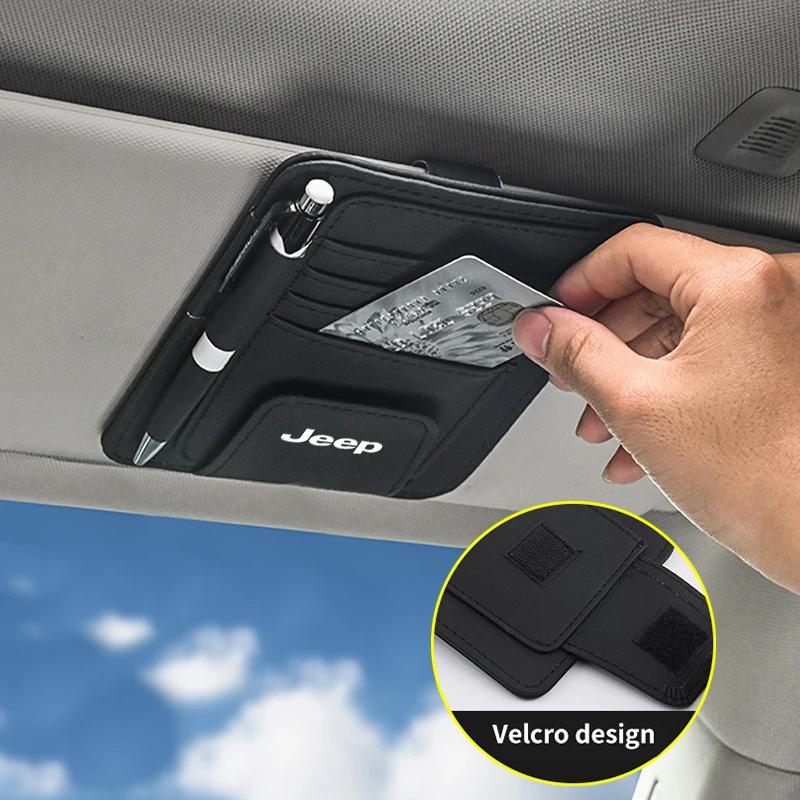 CNC1 Universal Leather Eyeglasses Mount Sunshade Storage Folder Car Interior Decoration Items for Jeep Compass Wrangler Grand Cheroke