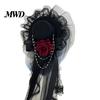 Festival Party Hair Piece Gothic Halloween Headdress with Rose And Chain Decoration, Mini Bowler Hat, Retro Clip Small Top Hat for Cosplay Masquerade