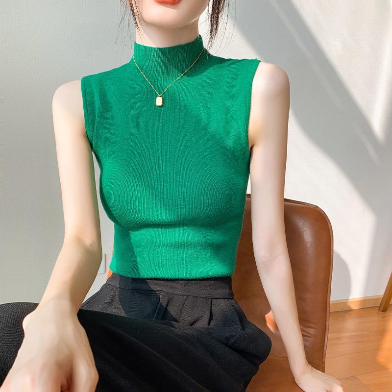 Frühlingsneue, halbhohe, ärmellose Slim-Fit-Strickweste für Damen