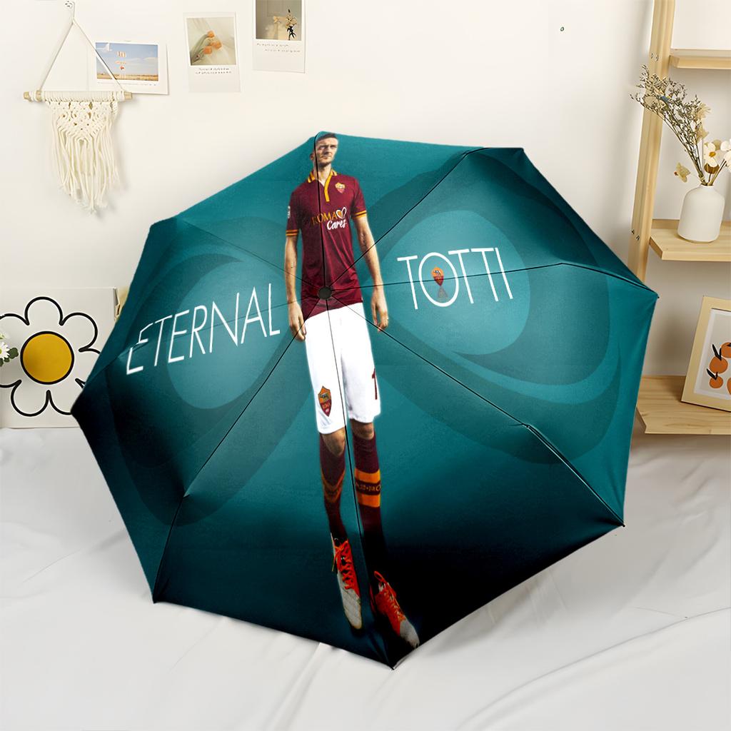 Totti's Legacy Soccer Automatic Umbrella Compact 8-Rib Lightweight Compact Design for Outdoor Daily Use Fashion Lovers Spiritual Gift