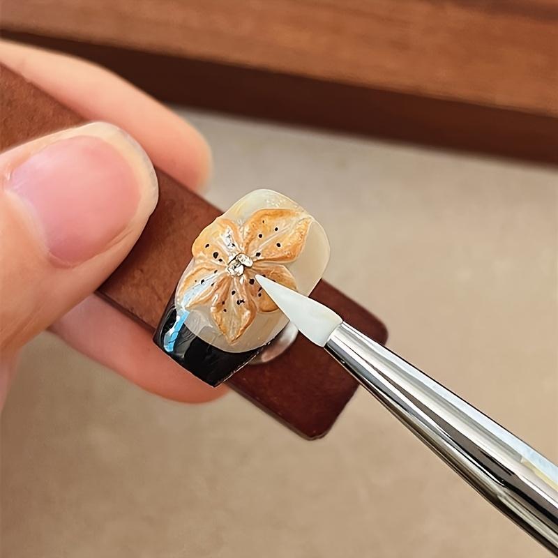Double-headed Carving Brush, Nail Art Pen with Stainless Steel Tip and Wooden Handle, Multi-functional Nail Art Tool, Can Be Used for Carving, Waxing