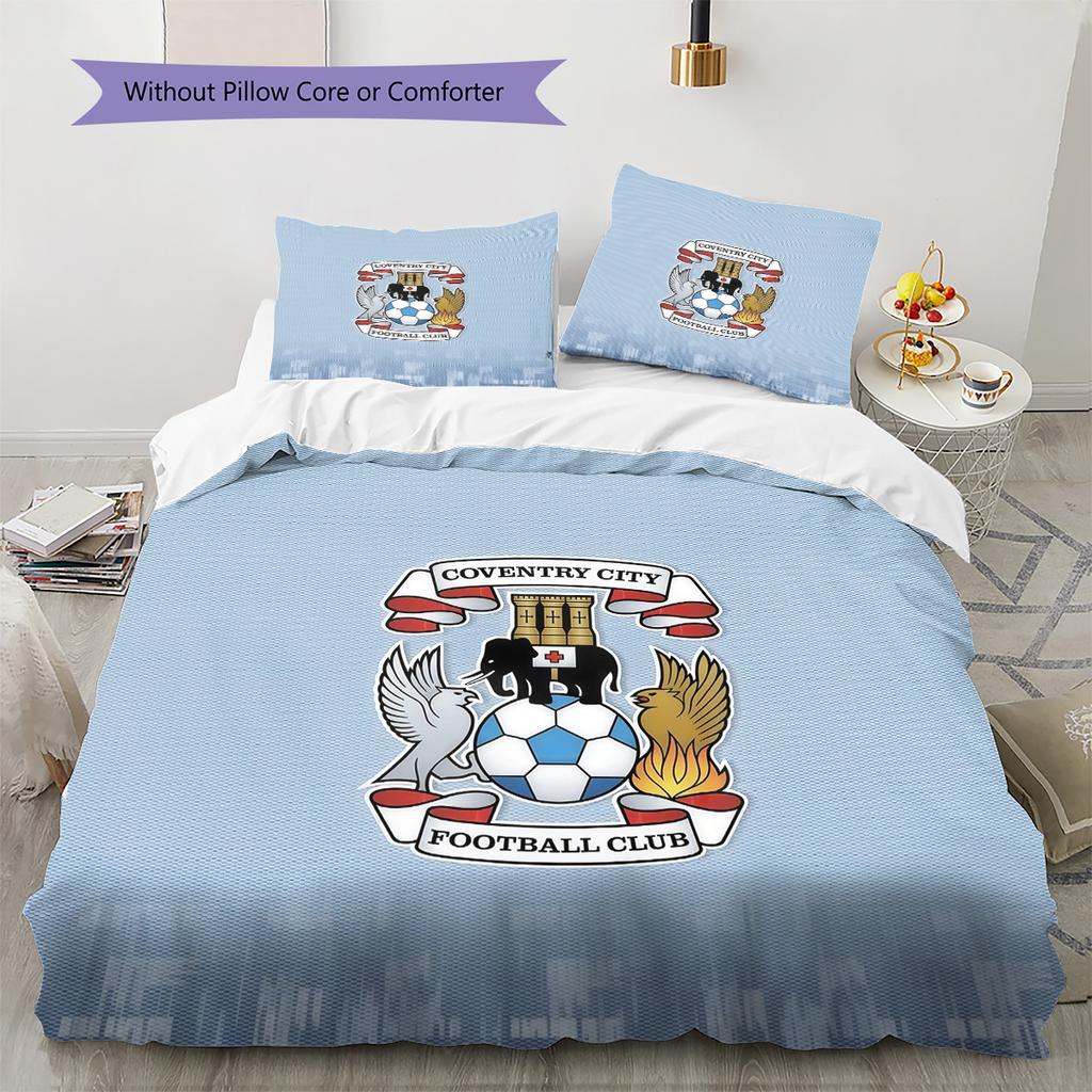 Coventry City Muster Bettwäsche Steppdecke Set Heimdekoration Geschenk (1 Bettbezug + 2 Kissenbezüge (ohne Füllung)).xwn