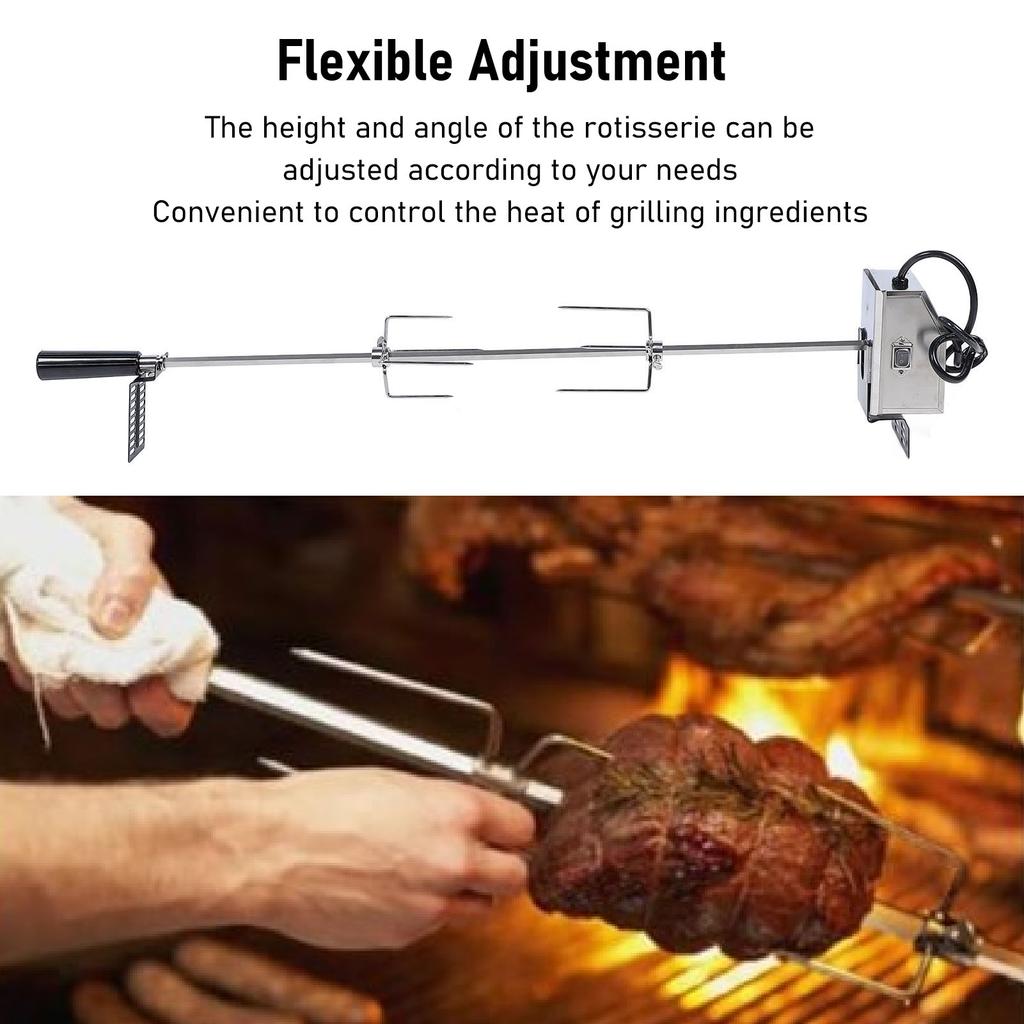 Grill Rotisserie Kit 33lb Load Bearing Easy Assembly Stable Rotating Rotisserie Motor Spit Rod Kit for Outdoor BBQ EU Plug 220V