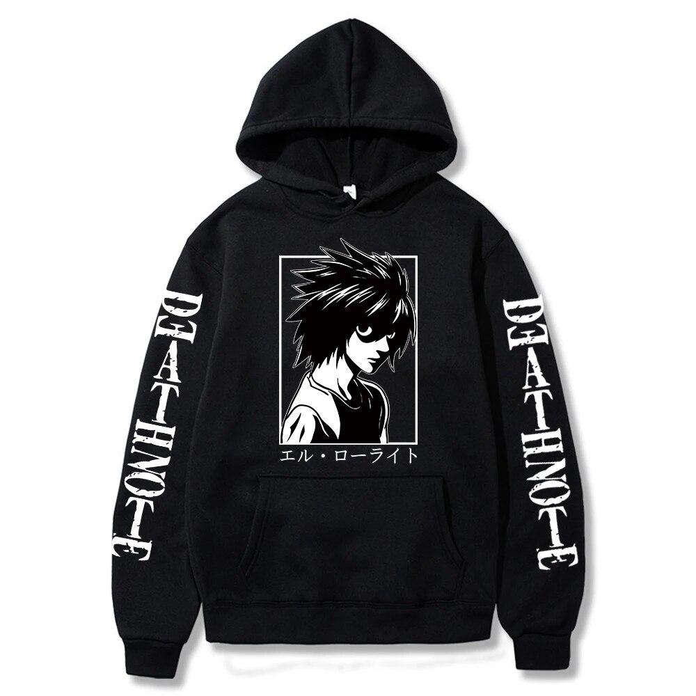 Hot Anime Death Note Yagami Light Print Hooded Men Women Hoodies Classic Simple Streetwear Prevalent Pullover Harajuku Unisex Sweatshirt