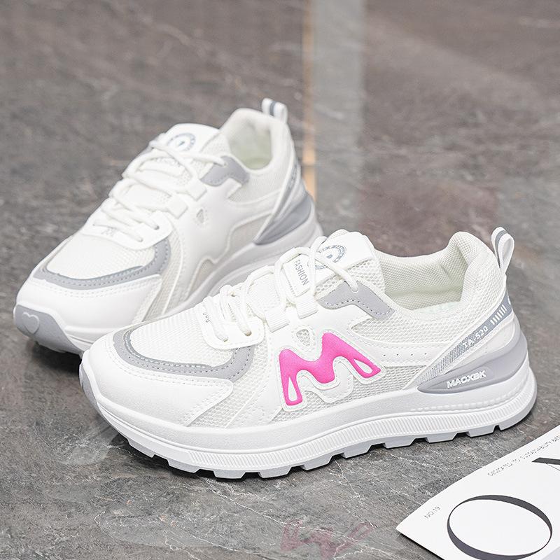 Summer Women's Shoes New Breathable Mesh White Shoes Women's Korean Version Versatile Platform Sports Shoes Casual Running Dad Shoes