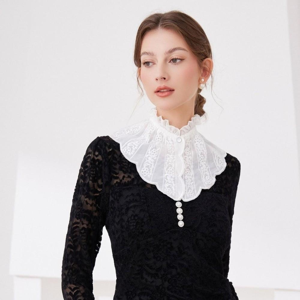 Removable Women Fake Collar Lace Detachable Collar Elegant Embroidered Ruffle Collar Wedding