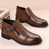 Winter Herren Luxus Chelsea Boots Business Freizeit Herren Low-top Lederschuhe Britischer Stil Spitzzehe Rutschfest Reißverschluss Stiefeletten
