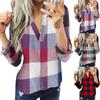 Women Casual Cotton Long Sleeve Plaid Shirt Women's Slim Jacket Shirt Top