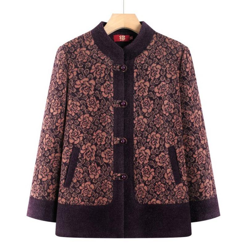 

Зимнее пальто осень и зима утолщенный шерстяной верх пожилая женщина зимняя бархатная одежда женская толстая 5XL [recommended 150-80kg] фиолетовый