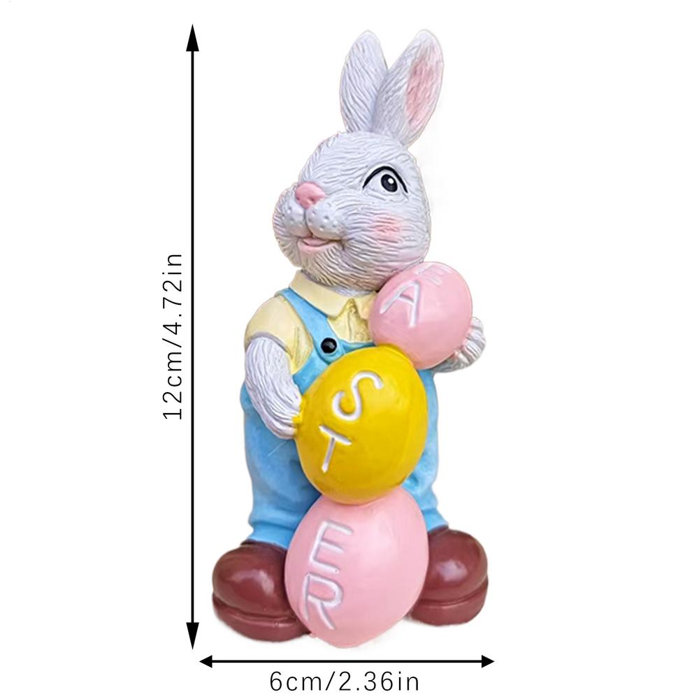 Easter Resin Rabbit Figurine with Egg Simulation Bunny Figurines Spring Farmhouse Home Garden Decorations Animal Sculpture