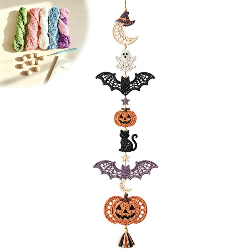 Diy Crochet Kit For Beginners Complete Yarn Set Handmade Animal Hanging Decoration Wall Window Ornament Home Halloween Craft