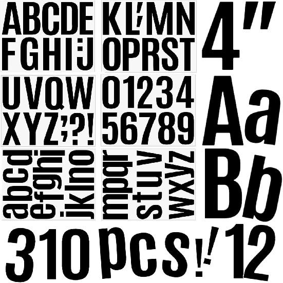 27 Sheets 310 Pieces Large Letter Stickers 4 Inch Alphabet Letter Self Adhesive Poster Letters and Numbers for Bulletin Boards Classroom