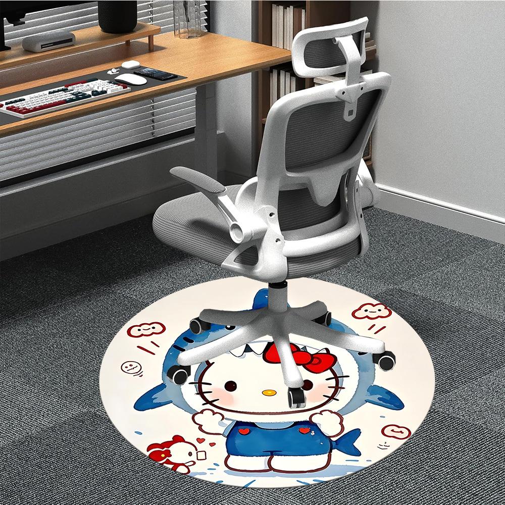 

1pc Hello Kitty Shark Office Round Area Rug, Under Office Chairs Bedroom Living Room Home Decor, Room Decoa1022199 80cm by 80cm
